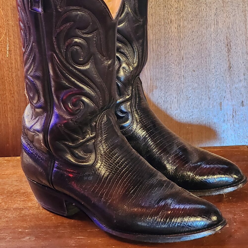 Men's Western boots, black lizard, brand unknown